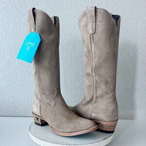NEW Lane PLAIN JANE Womens Cowboy Boots 9.5 Latte Suede Leather Western Mid Calf